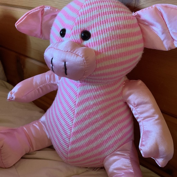 Adorable Pink Stripe Pig Plush 13" - Picture 2 of 4